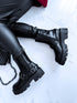 "Double Belt 5803" boots with side elastic - BLACK